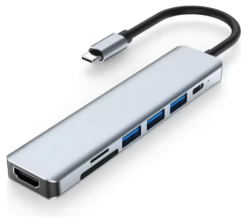 HUB USB-C 7 EM 1 C/ HDMI/ USB 3.0/ LEITOR DE CARTÃO