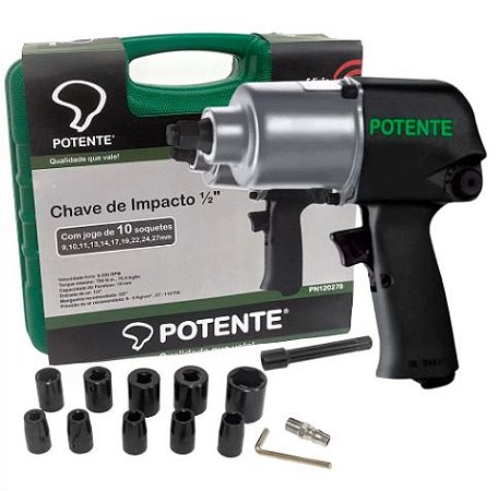 PNEUMATICA CHAVE IMPACTO 1/2" 79,6 KGF.M MALETA C/ SOQUETE - 01.41.PN120278 - POTENTE
