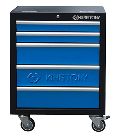 CARRINHO DE METAL BAIXO C/ 5 GAVETAS (PRETO E AZUL) - 87D11-12A-KB - KING TONY