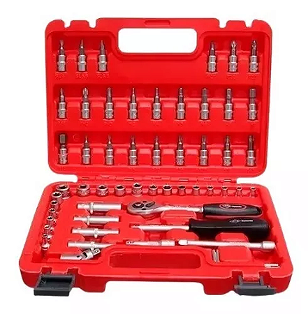 KIT FERRAMENTAS 57PCS CAIXA PLASTICA 1/4" - 3332157 - CORNETA