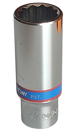 SOQUETE ESTRIADO LONGO 17MM X 3/8 - 323017M - KING TONY