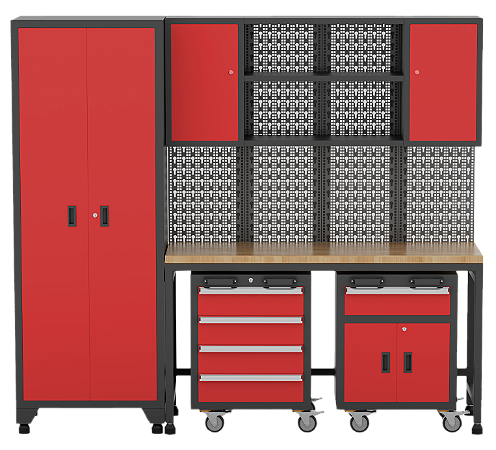 CONJUNTO DE ARMARIOS MODULADOS 9 PEÇAS VERMELHO - 1205100650 - SIGMA TOOLS