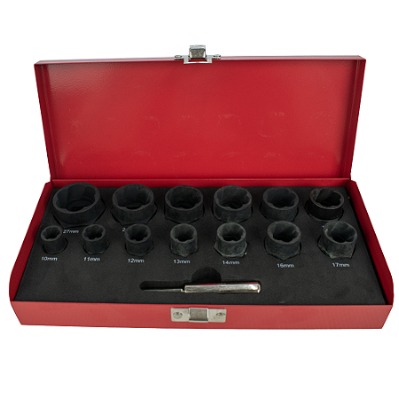 KIT EXTRATORES DE PARAFUSOS E PORCAS DANIFICADAS (10MM A 27MM) - 14 PECAS - 0699930043 - SIGMA TOOLS