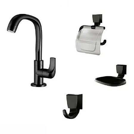 Kit De Acessórios Para Banheiro Preto Fosco (Fitt Lorenzetti)