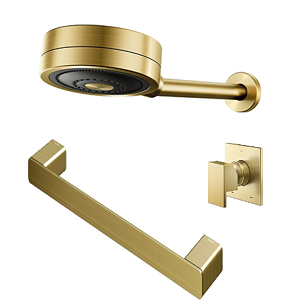 Kit Chuveiro + Porta toalha + Acabamento Ouro Escovado Docol