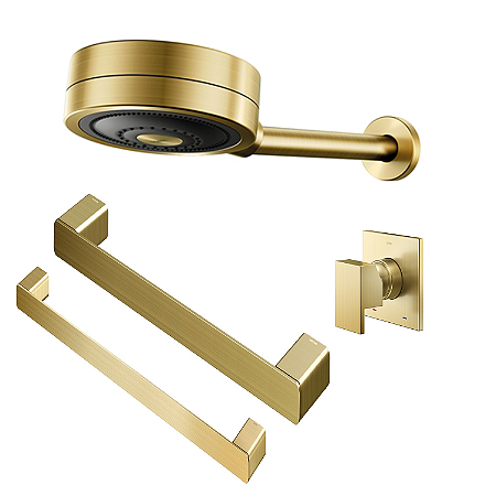 Kit Chuveiro + Porta Toalha + Porta Toalha de Rosto e Acabamento Ouro Escovado Docol