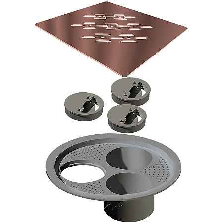 Ralo Grelha Para Caixa Sifonada Quadrada 150mm Red Gold Linear