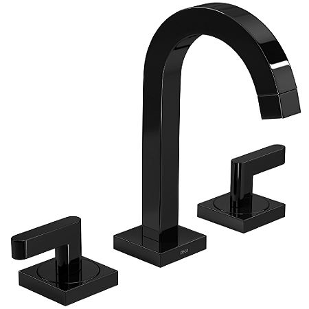 Misturador Duplo Comando Banheiro Bica Alta Preto Polido (Soul Deca)
