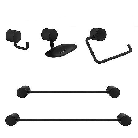 Kit De Acessórios 5 pçs Aço Preto Fosco Serenety Ducon