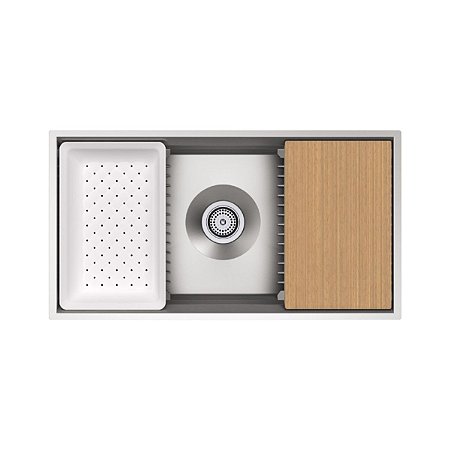 Cuba Inox Retangular De Embutir Completa Com Acessórios Prolific Kohler