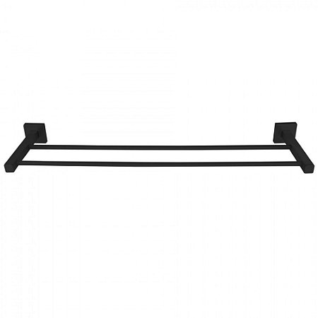 Porta Toalha De Banho Duplo Inox Preto Fosco Square Ducon