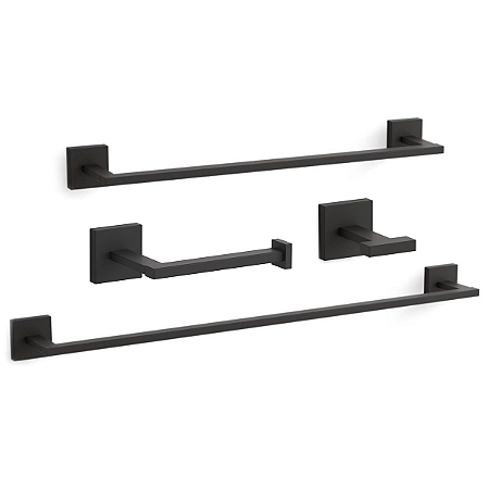 Kit de Acessórios para Banheiro Black Matte Square Kohler