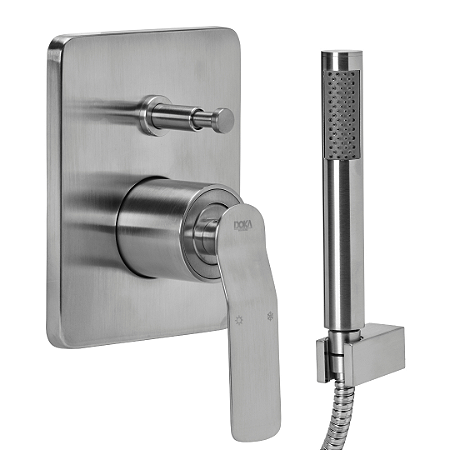 Doka Acabamento Monocomando para Ducha com Desviador Rainbow Brushed Nickel DK5053BN