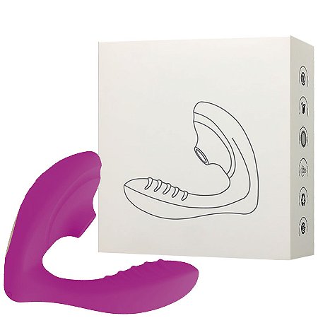 VIBRADOR C/ ESTIMULADOR CLITORIANO COM ONDAS DE PRESSÃO E PENETRADOR PONTO G C/ 10 MOD DE VIBRAÇÃO