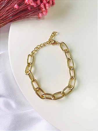 Pulseira Corretaria Elos Folheada a Ouro 18K
