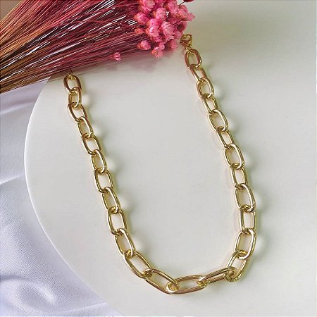 Colar Corretaria Elos Folheado a Ouro 18K