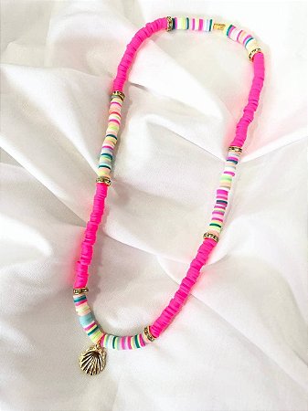 Colar de Miçangas Rosa Pink