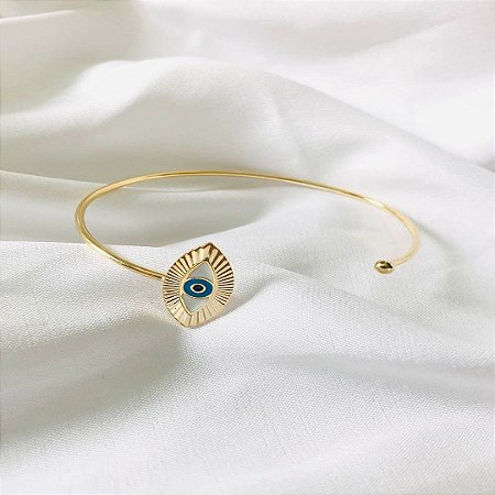 Bracelete de Olho Grego Folheado a Ouro 18 K