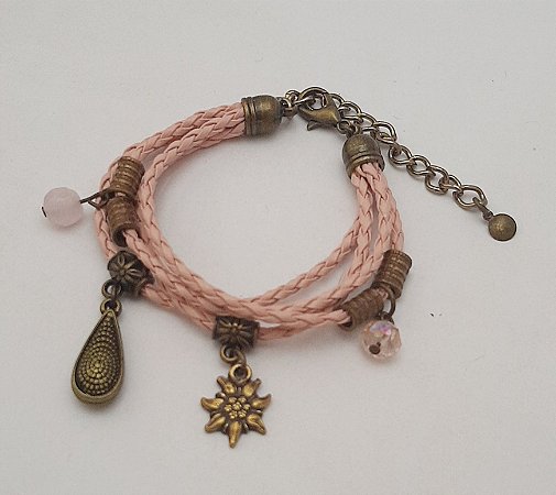Mix de Pulseira de Courinho Rosa Antigo
