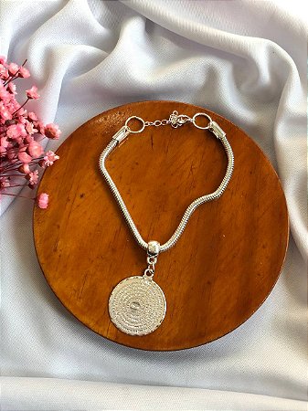 Pulseira Pingente Pai nosso Folheada a Prata 925