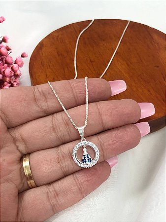 Colar Nossa senhora de Zircônia Folheado a Prata
