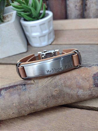 Pulseira Masculina Melhor Pai Caramelo