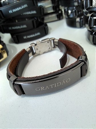 Pulseira Masculina Gratidão Marrom