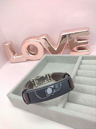 Pulseira Masculina Caveira Marrom