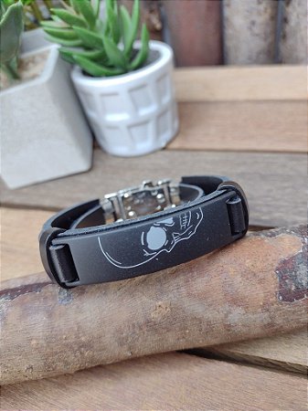Pulseira Masculina Caveira Preta