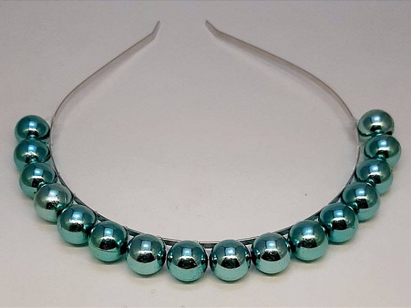 Tiara de Contas Azul Prateada