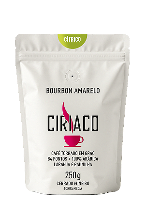 Café Especial Ciriaco, Microlote Bourbon Amarelo 250g, Torra Clara, Frutado, 100% Arábica