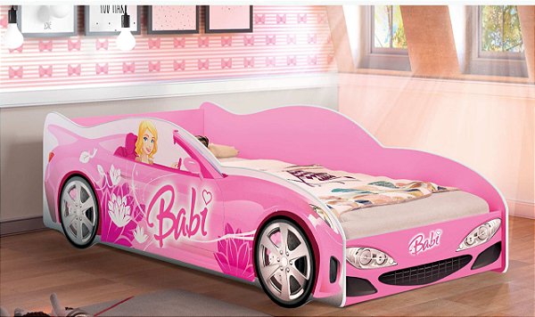 Cama Infantil Barbie com Grade de Proteção Rosa Com Colchão