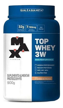Suplemento Em  Pó Max Titanium  Top Whey 3w Proteínas Sabor  Vitamina De Frutas Em Pote De 900g