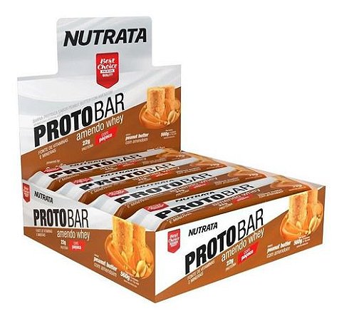 Suplemento Em  Barra Nutrata  Protobar Proteínasprotobar Sabor  Amendo Whey Em Caixa De 560g  Pacote X 8 U