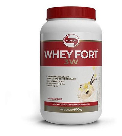 Suplemento Em Pó Vitafor  Whey Fort Proteína Whey Fort Sabor  Baunilha Em Pote De 900g