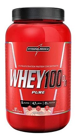 Suplemento Em Pó Integralmédica  Whey 100% Pure Proteínas Whey 100% Pure Sabor  Morango Em Pote De 900g