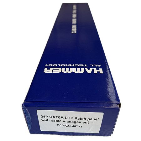 Patch Panel 24 Portas Cat6 UTP padrão 19" - Hammer