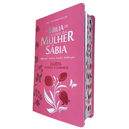 Bíblia De Estudo Da Mulher Sábia Tulipa Vermelha Com Harpa