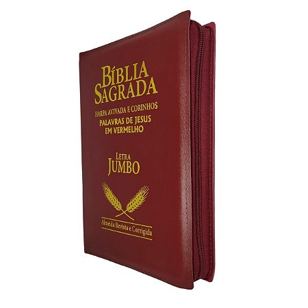 Bíblia Sagrada Letra Jumbo Com Harpa - Vinho Zíper - Cpp
