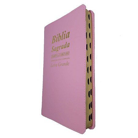 Bíblia Sagrada Letra Grande Rosa Com Harpa