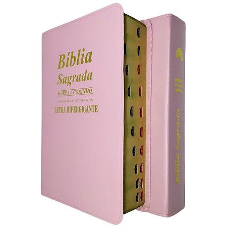 Bíblia Sagrada Letra Hipergigante Harpa Avivada E Corinhos Rosa Cpp