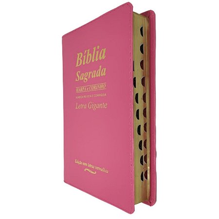 Bíblia Sagrada Letra Gigante Palavras De Jesus Em Vermelho Harpa E Corinhos - PINK Cpp