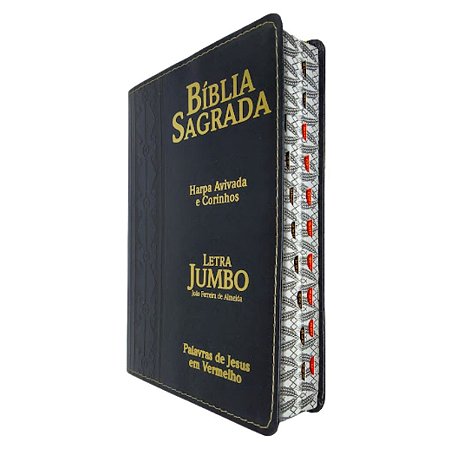 Bíblia Sagrada Com Letra Jumbo e Harpa Preta Arabesco - CPP