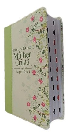 Bíblia De Estudo Da Mulher Cristã - Média Verde Com Harpa e Índice - Cpad