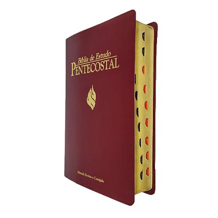 Bíblia de Estudo Pentecostal Luxo Média Vinho SEM Harpa -  Indice Lateral
