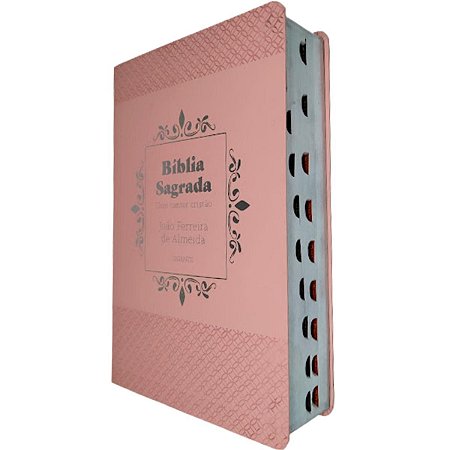 Bíblia Com Cantor Cristão Letra Gigante Índice Lateral Capa Luxo Rosa