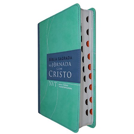 Bíblia NVT Na Jornada Com Cristo Índice Lateral Capa Verde