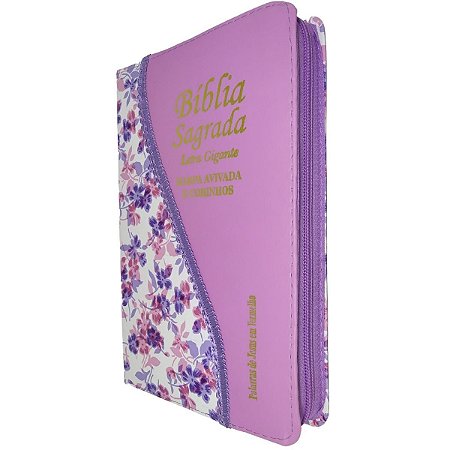 Bíblia Letra Grande Índice Lateral Harpa Capa Bicolor Lilás