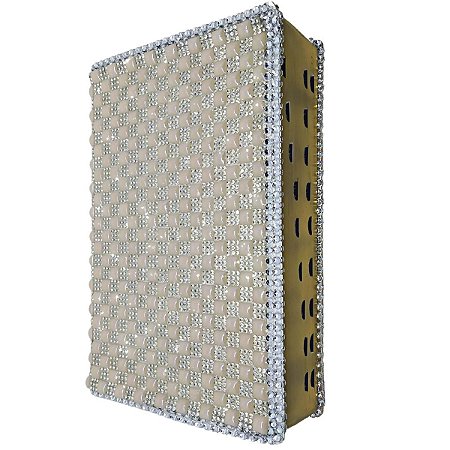 Bíblia Sagrada Letra Gigante Capa Luxo Strass Pedras Pérolas Brilho Harpa Índice