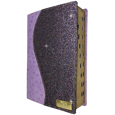 Bíblia Sagrada Letra Gigante Capa Lilás Luxo Glitter Harpa Índice